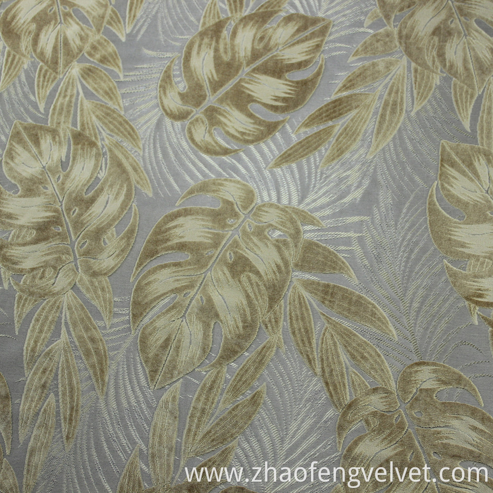 Leaf Jarquard Curtian Velvet Fabric